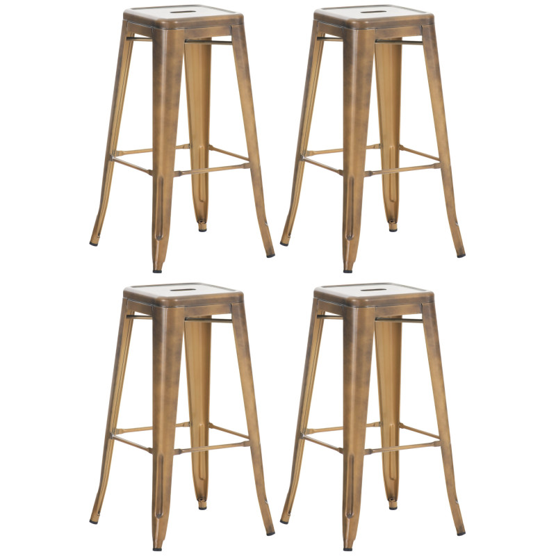 Lot de 4 tabourets de bar Joshua doré