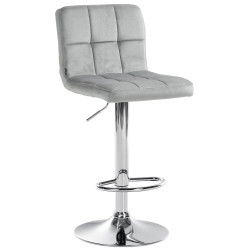 Tabouret de bar Pérou velours gris chrome