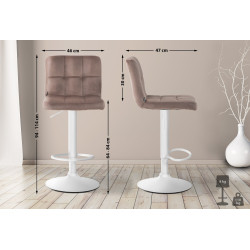Tabouret de bar Pérou velours blanc marron
