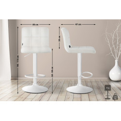 Tabouret de bar Pérou velours blanc crème