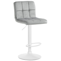 Tabouret de bar Pérou velours blanc gris