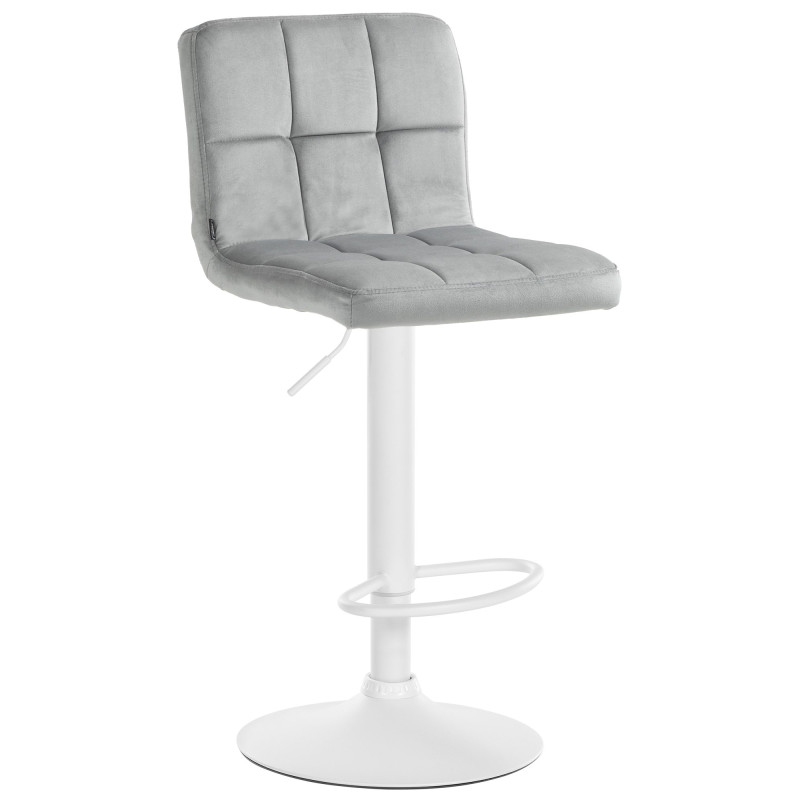 Tabouret de bar Pérou velours blanc gris