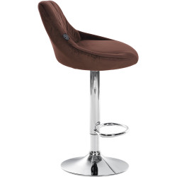 Tabouret de bar Lazio velours chrome marron
