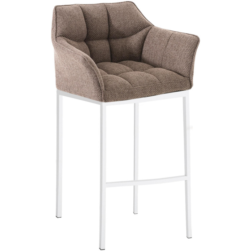 Tabouret de bar Damaso W en tissu avec structure à 4 pieds terre brune