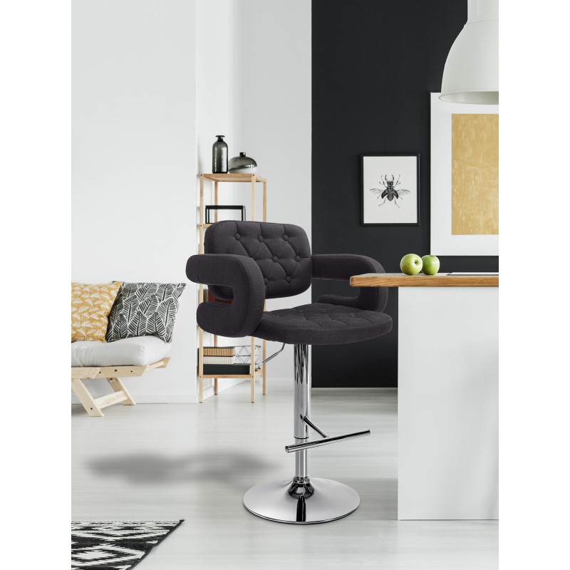 Lot de 2 tabourets de bar Dublin tissu C noir