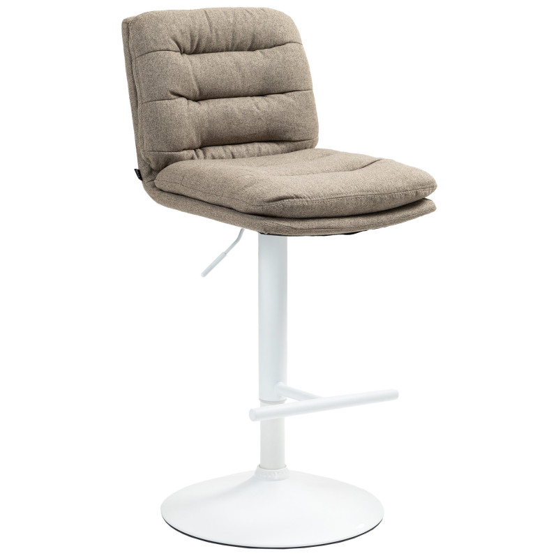 Tabouret de bar Damar tissu blanc taupe