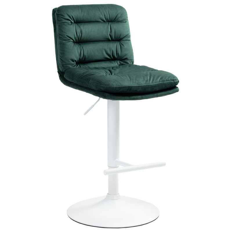 Tabouret de bar Damar velours blanc vert
