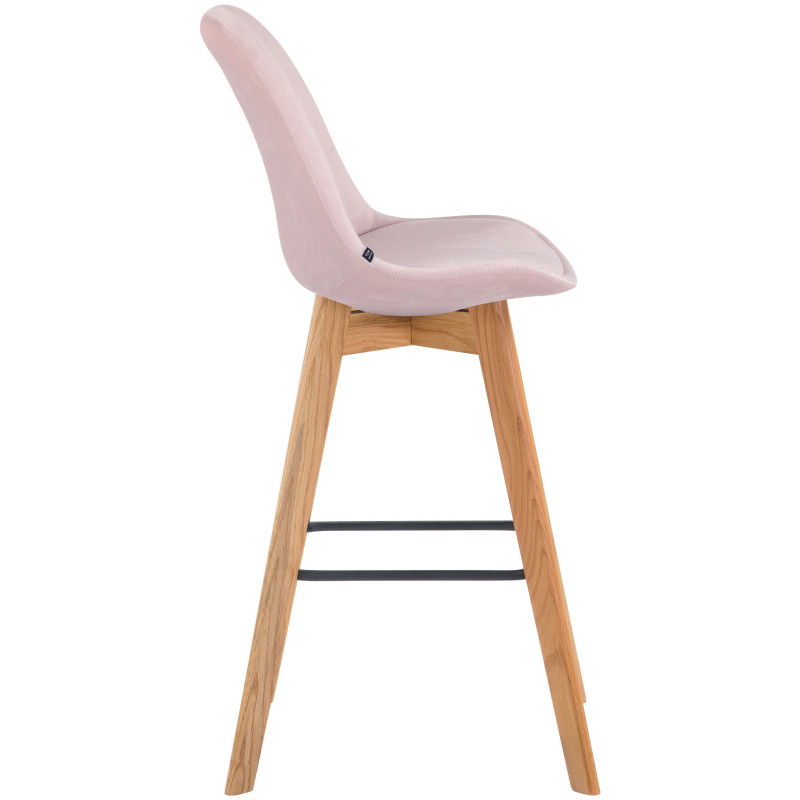 Ensemble de 2 tabourets de bar Metz en velours naturel rose