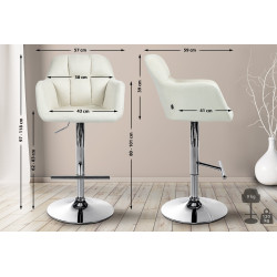 Tabouret de bar Natoma tissu chrome crème