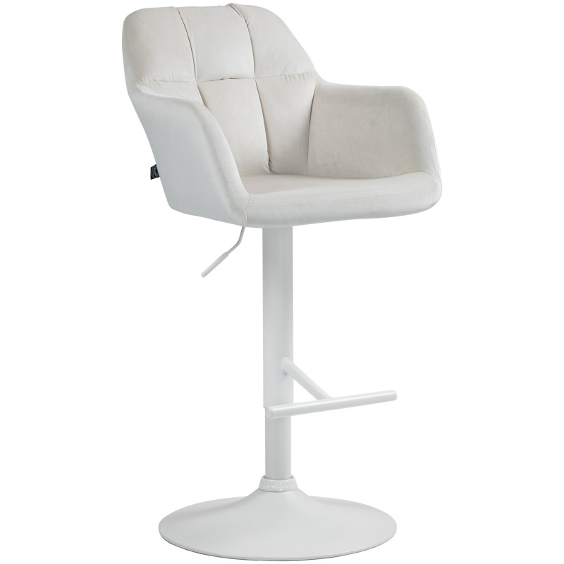 Tabouret de bar Natoma velours blanc crème