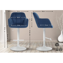 Tabouret de bar Natoma velours blanc bleu