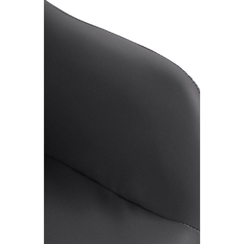 Tabouret de bar Natoma, simili cuir, noir chromé