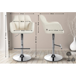 Tabouret de bar Natoma, similicuir, chrome, crème