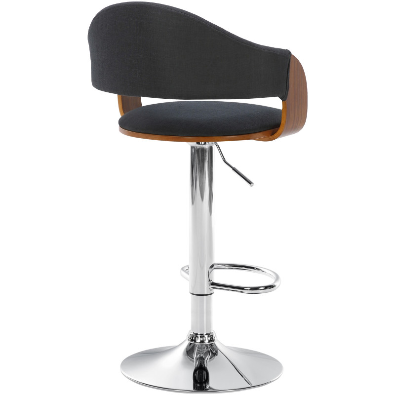 Tabouret de bar Nilse en tissu chromé noyer/noir
