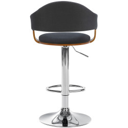 Tabouret de bar Nilse en tissu chromé noyer/noir
