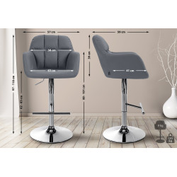 Tabouret de bar Natoma, simili cuir, gris chrome