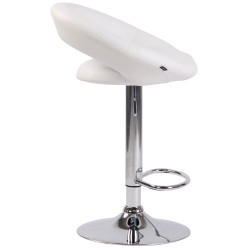 Tabouret de bar Olinda, similicuir, chromé blanc