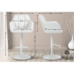 Tabouret de bar Natoma, blanc, simili cuir