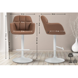 Tabouret de bar Natoma simili cuir blanc marron clair