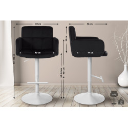 Tabouret de bar Los Angeles velours blanc noir