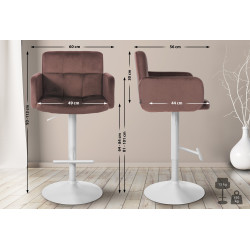 Tabouret de bar Los Angeles velours blanc marron