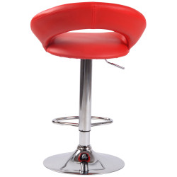 Tabouret de bar Olinda en cuir artificiel chromé rouge