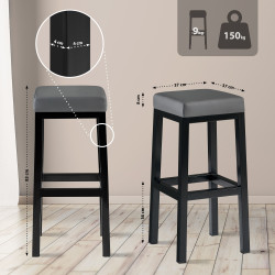 Tabouret de bar Taylor B85 simili cuir gris