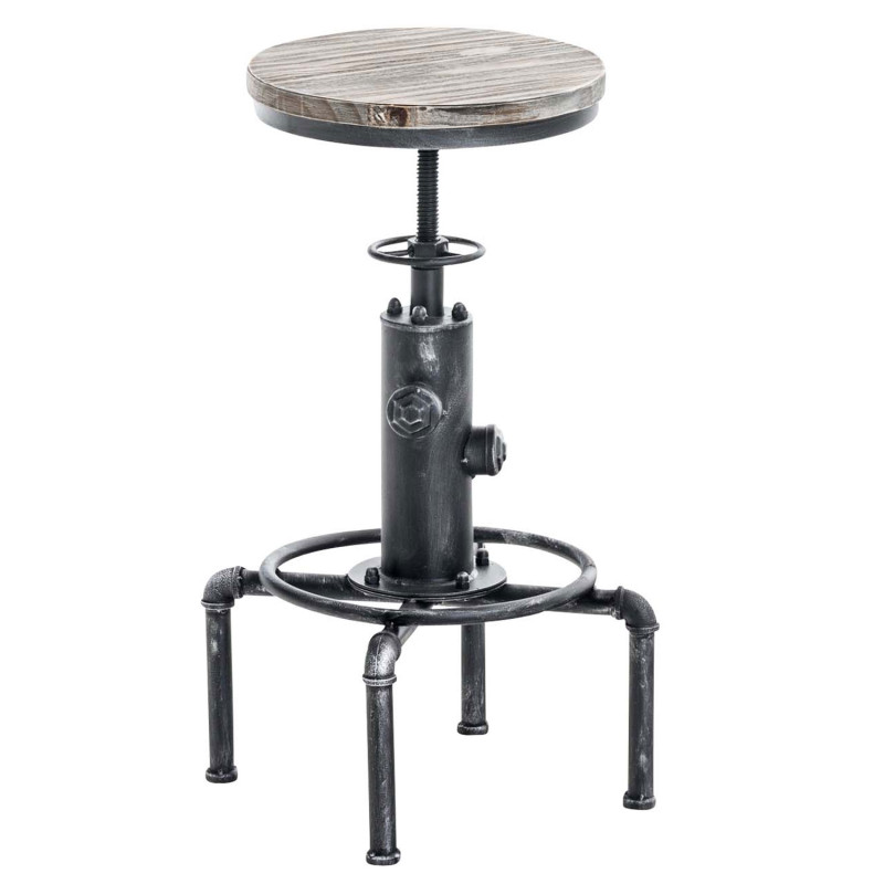 Tabouret de bar Lumos, bois argent antique