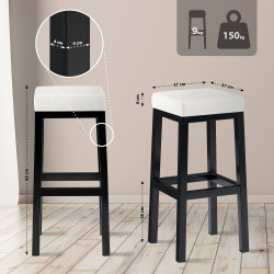 Tabouret de bar Taylor B85 en cuir synthétique blanc