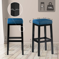 Tabouret de bar Taylor B85 en tissu bleu