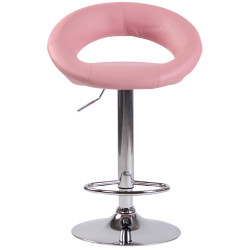 Tabouret de bar Olinda, similicuir, chromé rose