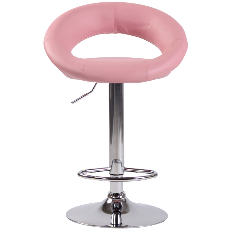 Tabouret de bar Olinda, similicuir, chromé rose