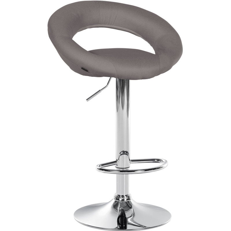 Tabouret de bar Olinda, tissu, chrome gris