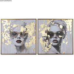 Cadre Home ESPRIT Doré chica 70 x 3,5 x 70 cm (2 Unités)