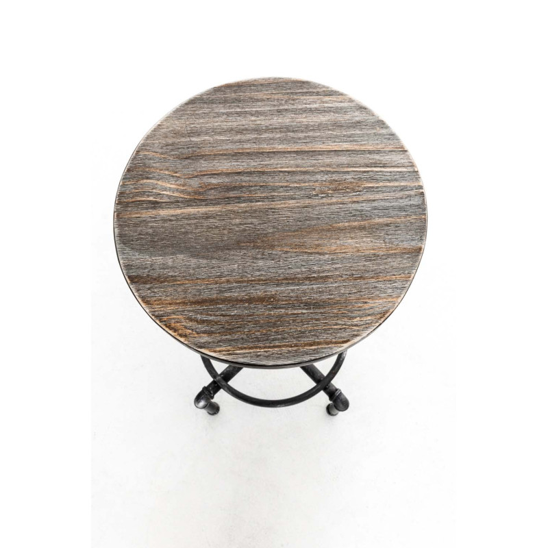 Tabouret de bar Lumos, bois argent antique