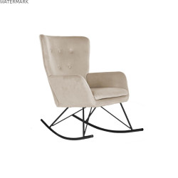 Fauteuil à Bascule Home ESPRIT Noir Beige Polyester Métal 68 x 90 x 92 cm