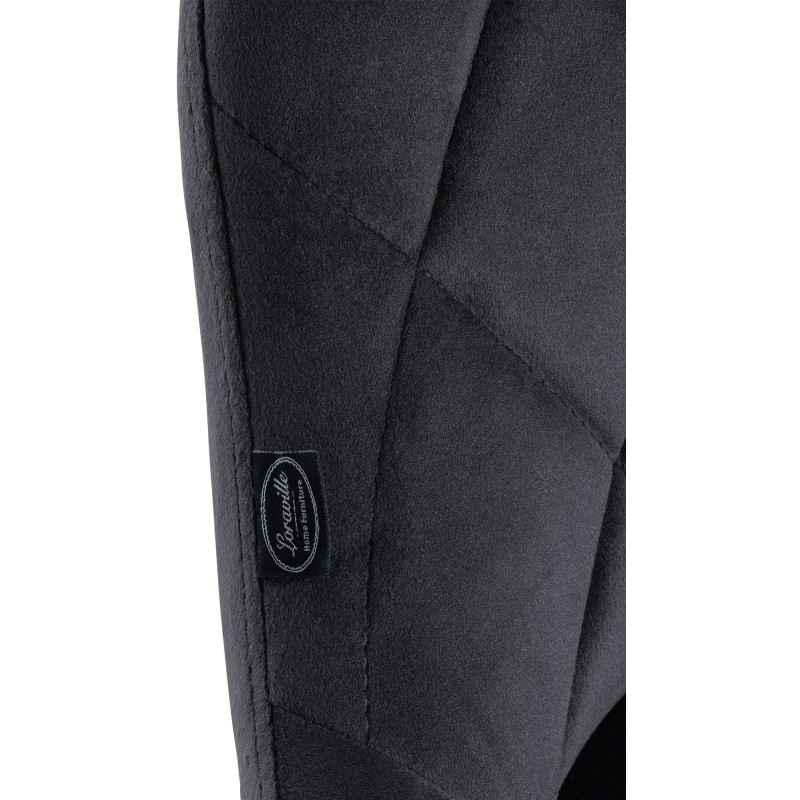 Lot de 2 tabourets de bar Lazio en velours noir et gris foncé