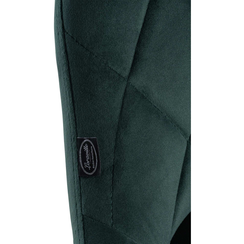 Lot de 2 tabourets de bar en velours Lazio, noir et vert foncé