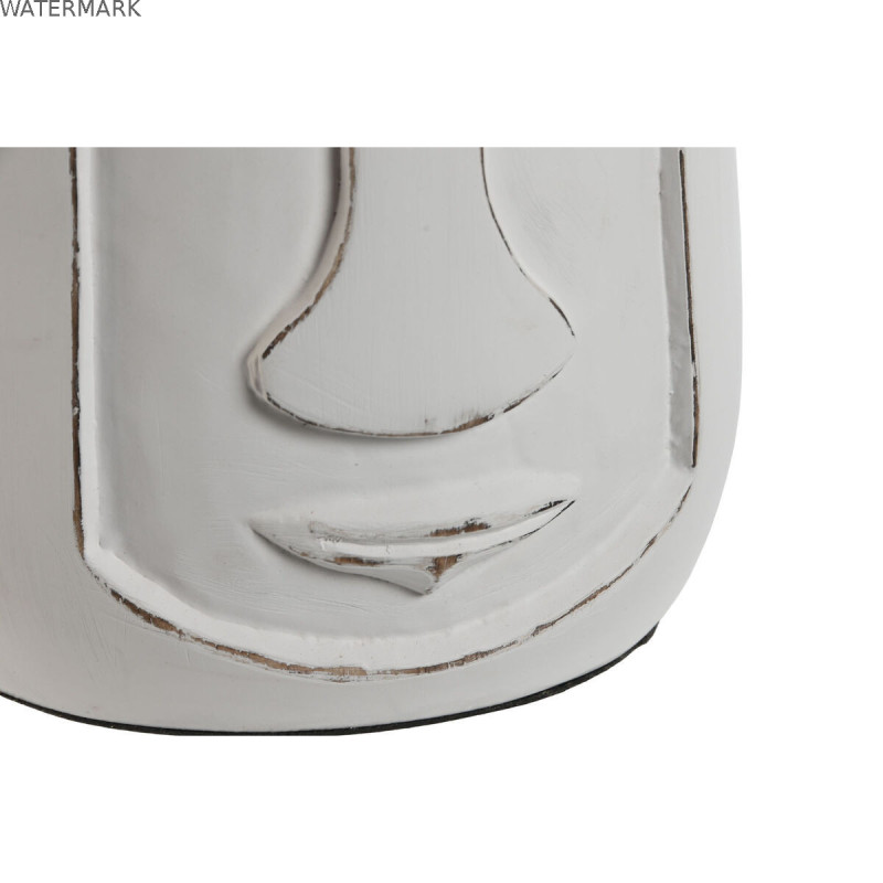 Vase Home ESPRIT Blanc Bois de manguier Moderne Visage 15 x 15 x 30 cm