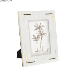 Cadre photo Home ESPRIT Blanc Doré Laiton Marbre Naturel Shabby Chic 20 x 2 x 25 cm