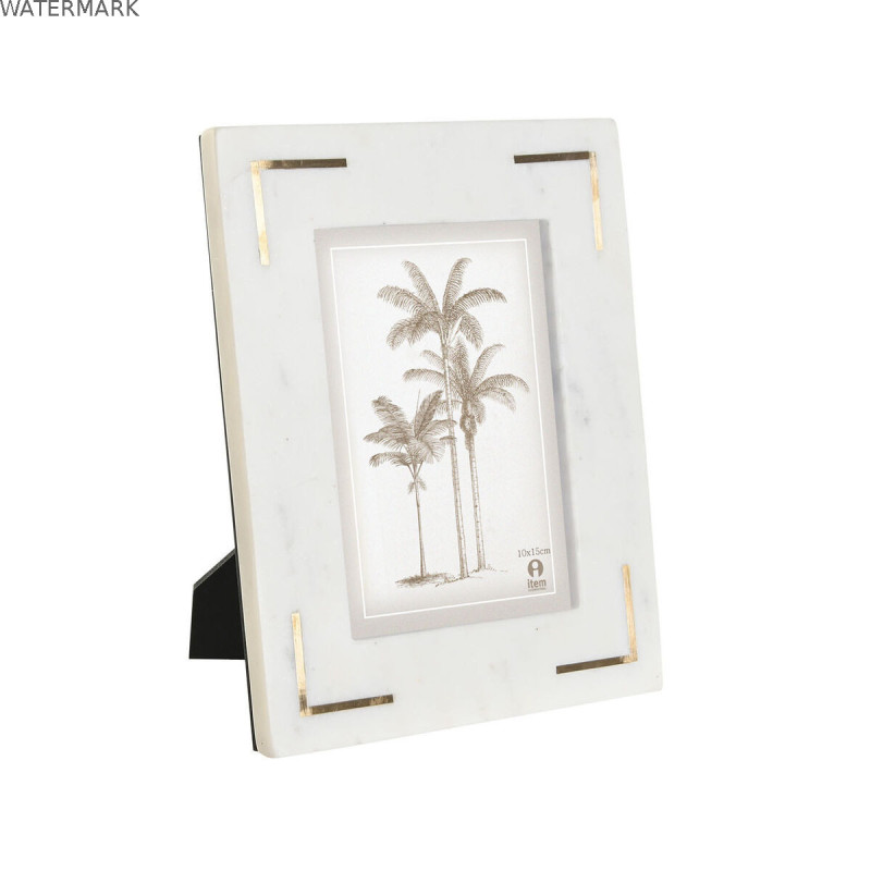 Cadre photo Home ESPRIT Blanc Doré Laiton Marbre Naturel Shabby Chic 20 x 2 x 25 cm