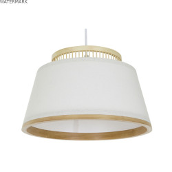 Suspension DKD Home Decor Blanc Marron Naturel Bambou 50 W 30 x 30 x 20 cm
