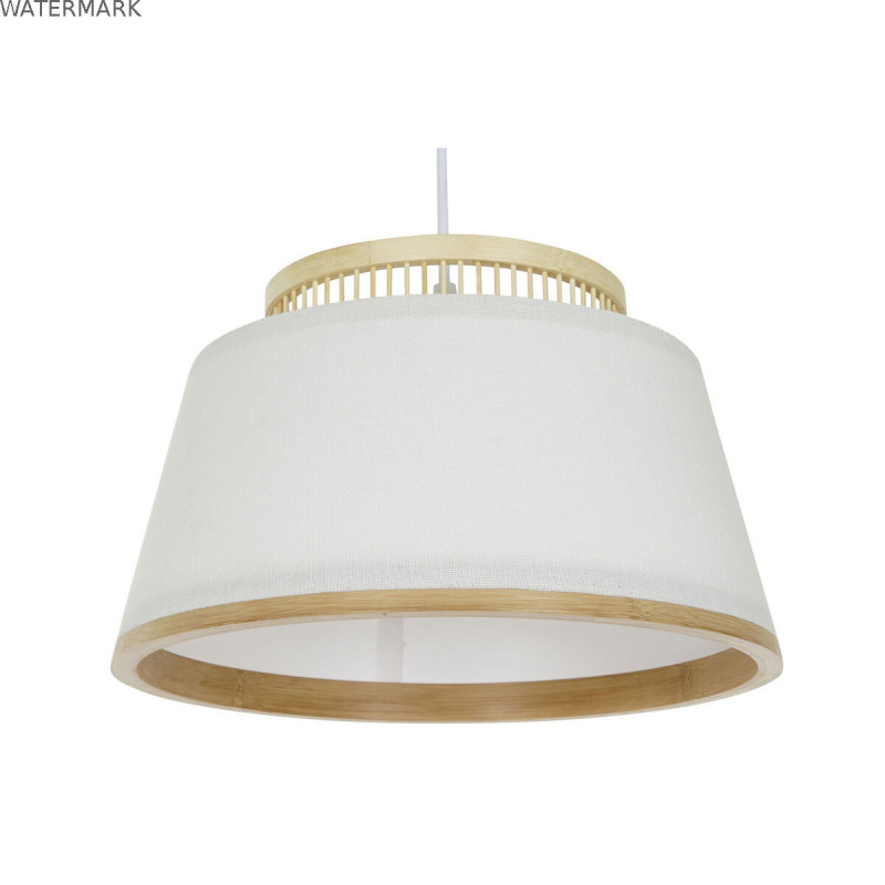 Suspension DKD Home Decor Blanc Marron Naturel Bambou 50 W 30 x 30 x 20 cm