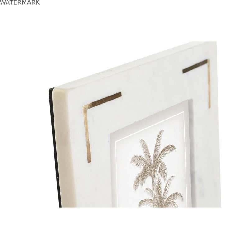 Cadre photo Home ESPRIT Blanc Doré Laiton Marbre Naturel Shabby Chic 20 x 2 x 25 cm