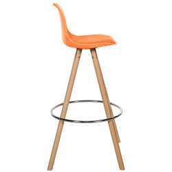 Tabouret de bar Corbin rond en cuir artificiel orange nature