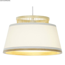 Suspension DKD Home Decor Blanc Marron Naturel Bambou 50 W 30 x 30 x 20 cm