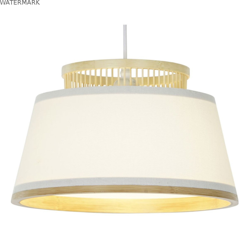 Suspension DKD Home Decor Blanc Marron Naturel Bambou 50 W 30 x 30 x 20 cm