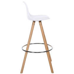 Tabouret de bar Corbin rond en cuir artificiel blanc naturel