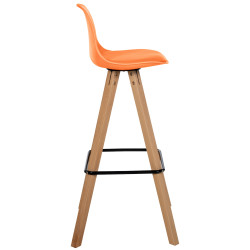 Tabouret de bar Corbin simili cuir carré natura orange