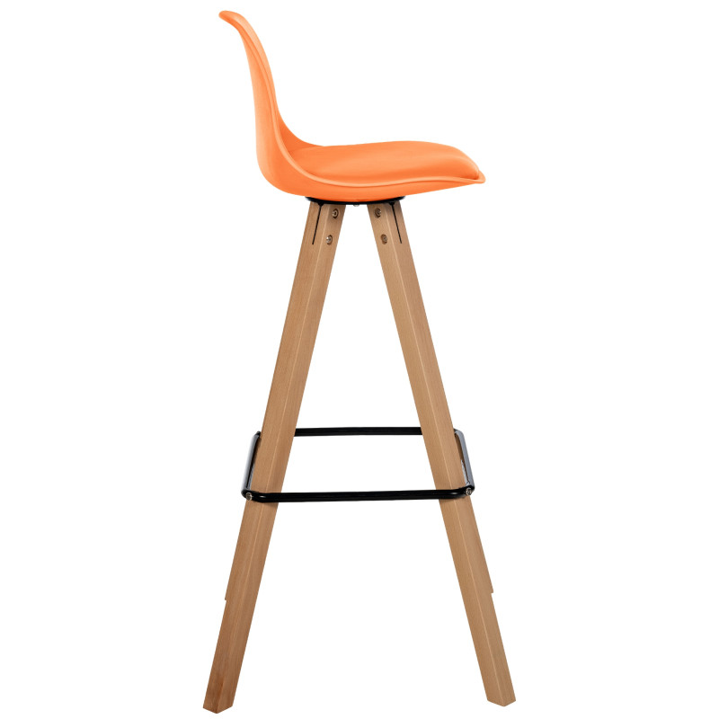 Tabouret de bar Corbin simili cuir carré natura orange